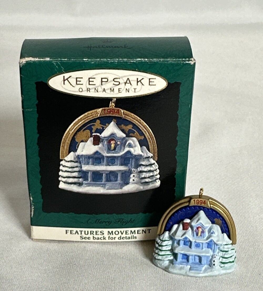 VTG Hallmark Miniature A Merry Flight Features Movement Hallmark Ornament